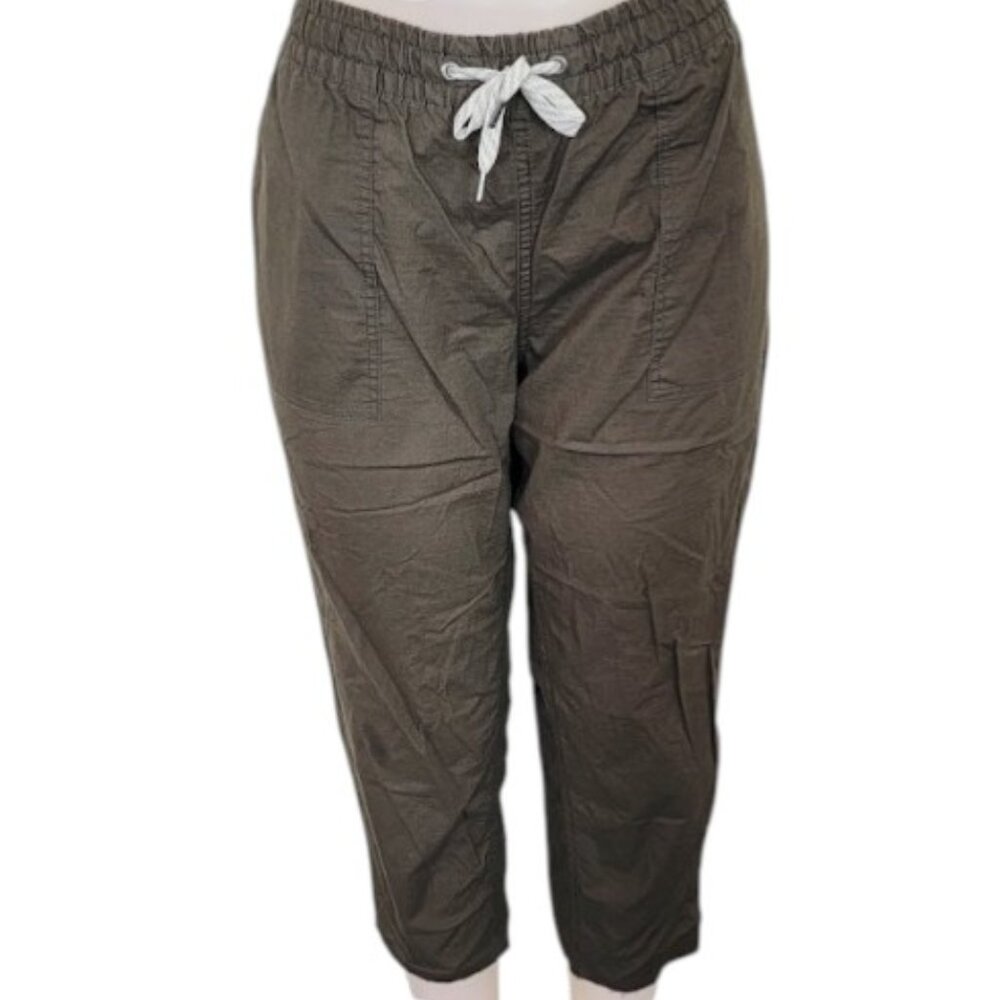 Vuori Women's Brown Ripstop Drawstring Relaxed Fit Casual Capri Pants Size M